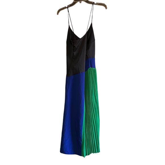 CUSHNIE For Target Colorblock Pleated Midi Dress Navy/Green NWT Sz 10 Modern - Picture 5 of 12